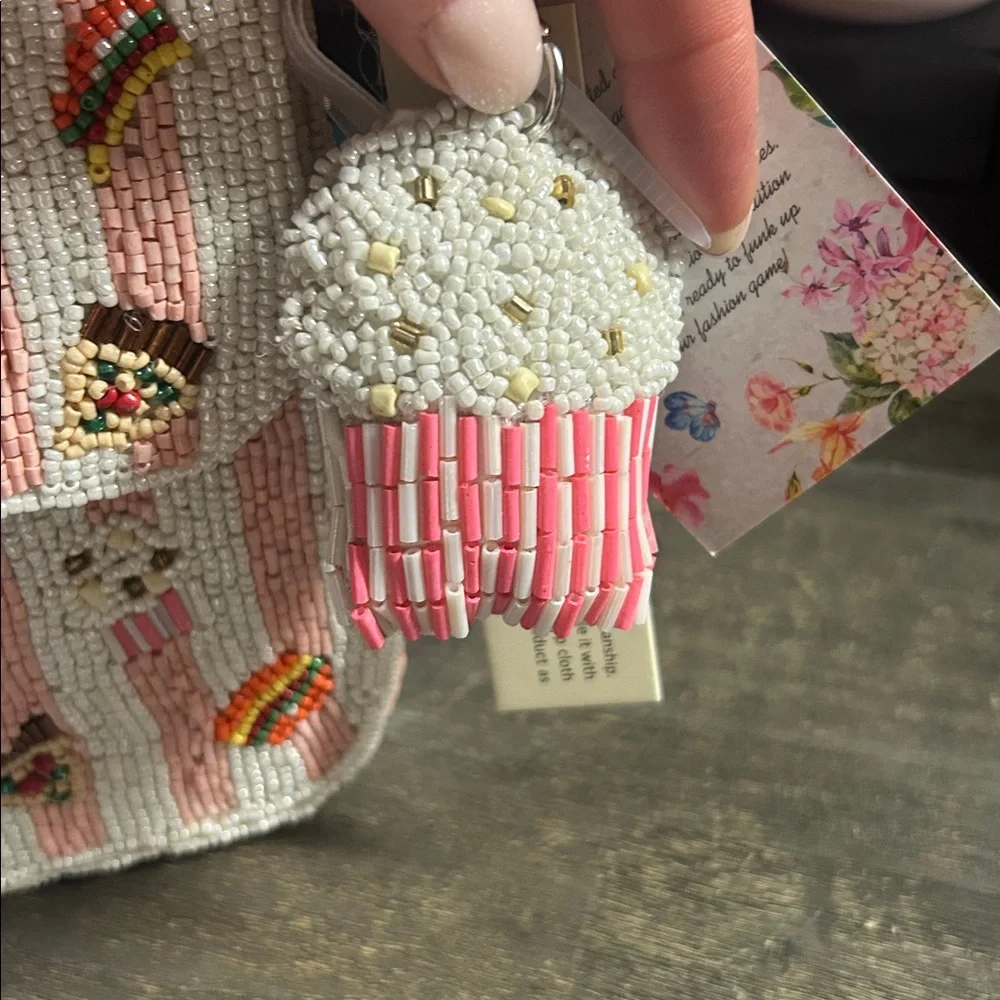 Fiona Beaded Bag from Anthropologie in‎ the Food & Drink Cupcake Charm NWT